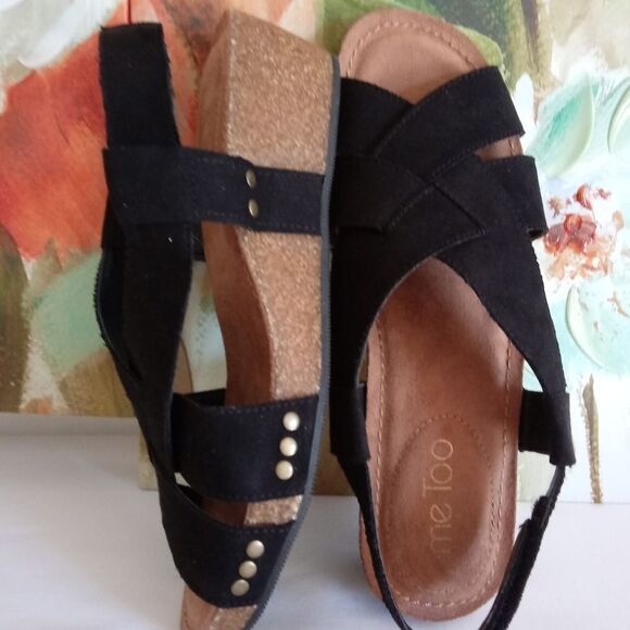 NEW Me Too Textile&Cork Low High Platform Sandals - Picture 1 of 8